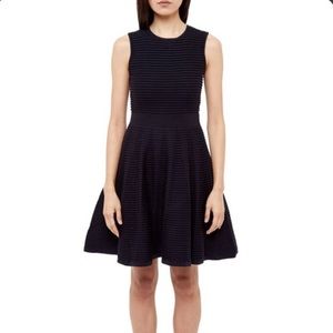 Ted Baker London Navy Knit Ribbed Ottoman Dress